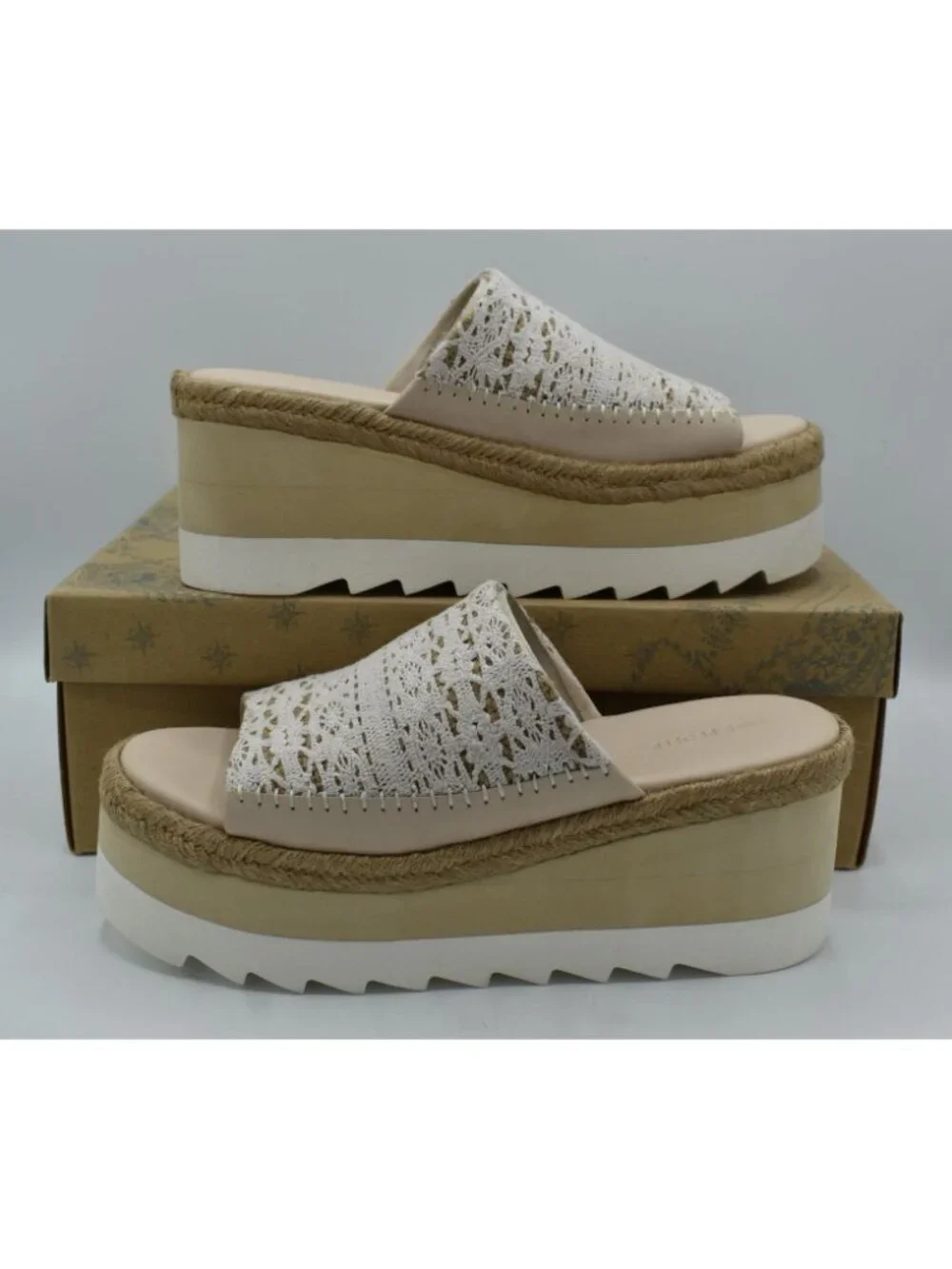 Free People Womens‎ Size 10 Santorini Espadrille Plaster Platform Slides Shoes
